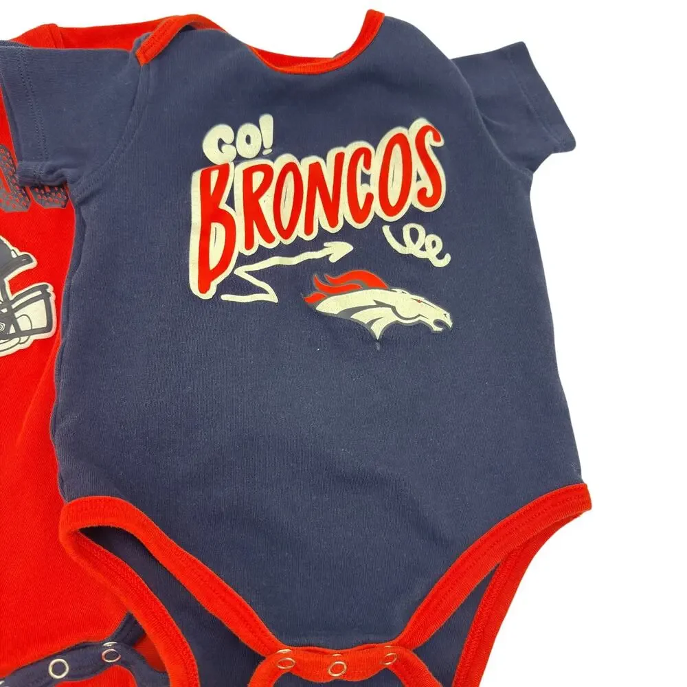 NFL Denver Broncos Football Set of 3 Onsie Outfits Size 18 Months